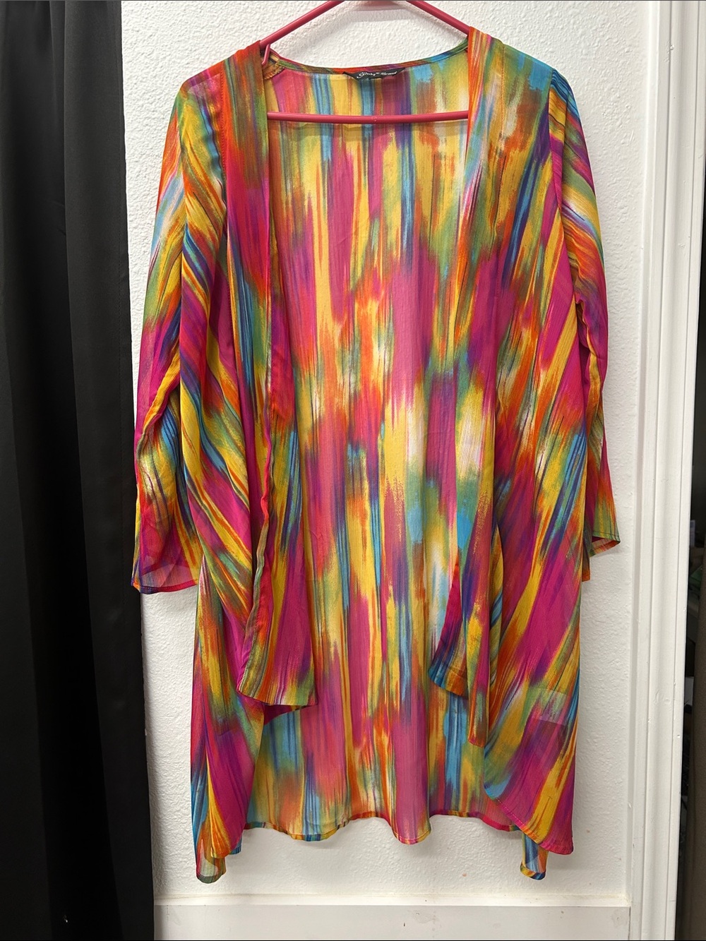 Colorburst Open-Front Tunic - Pink Multicolor